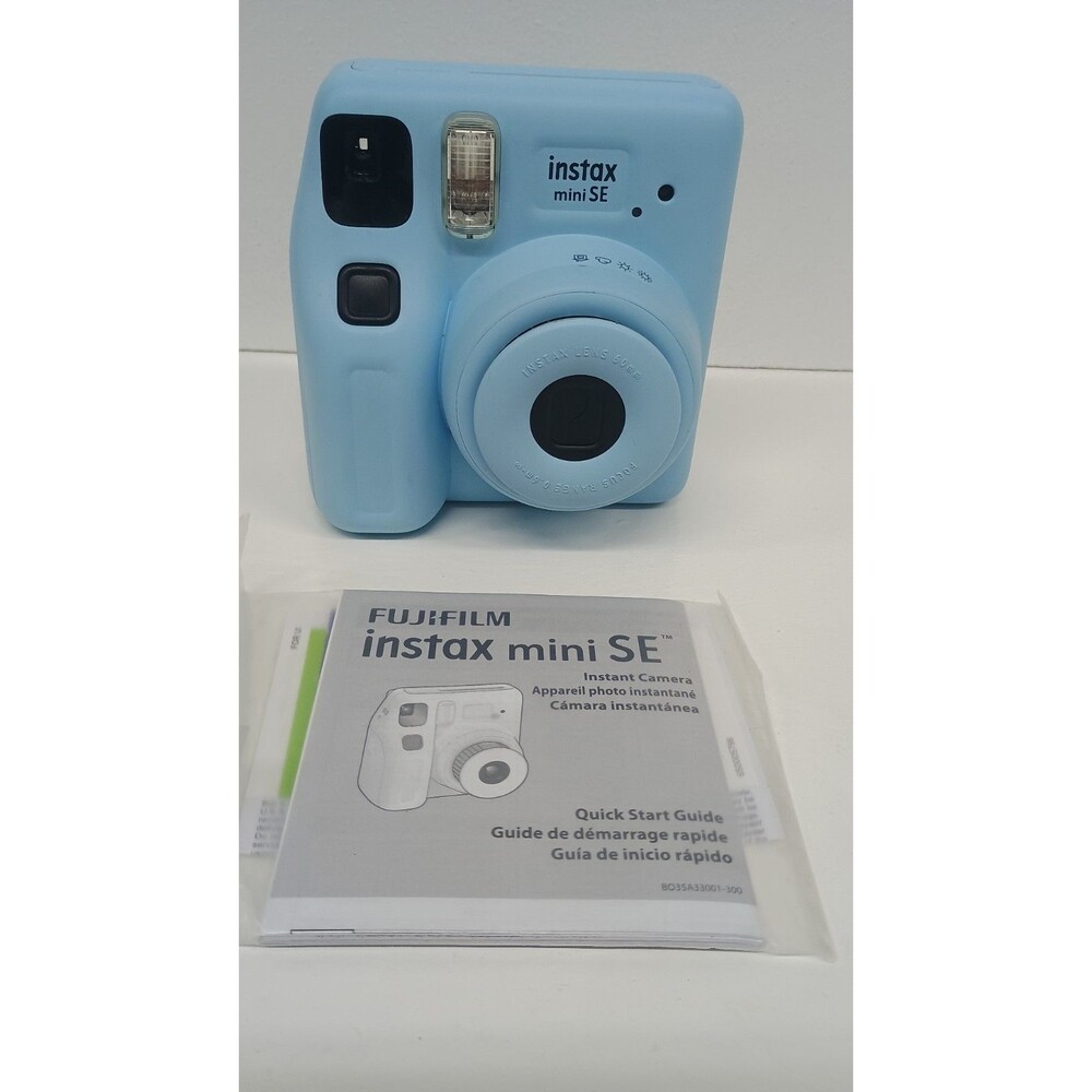 FujiFilm INSTAX Mini SE Instant Camera  Light Blue Tested & Works Pre-owned